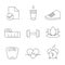 Weight Loss, Diet, Fitness Organizer Tracking Isolated Symbols, Vector Line Icon set