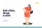 Weight loss landing page concept with plus size woman measure waist with measuring tape