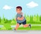 Weight loss outdoor running health care run park cardio app smartphone cartoon fitness character design vector