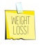 Weight loss paper sticky note. Retro reminder sticker