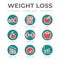 Weight Loss Round Circle Color Icon Set