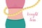 Weight loss. Waist of woman and measuring tape. Female slim body. Flat vector illustration. Figure of woman losing weight. Healthy