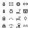 Weight scales, balance, heavy luggage, kilogram vector icons