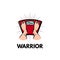 Weighting scale. Feet. Weight loss motivation. Sport club logo emblem. Warrior inscription. Feet on weighing scales. Vector.