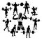 Weightlifter and Exercises Silhouettes, sign and symbol design