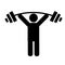 Weightlifter icon on white background. dumbbell training sign. man lifting weight symbol. flat style
