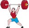 Weightlifter Lifting Barbell Isolated Cartoon