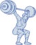 Weightlifter Lifting Barbell Mono Line