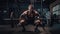 A weightlifter performs a squat with an impressive amount of weight on the barbell created with Generative AI