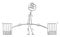 Weightlifter Trying to Lift Heavy Weight or Barbell, Vector Cartoon Stick Figure Illustration