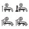 Weightlifting bench press icon in four variations. Vector illustration.