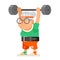 Weightlifting fitness healthy activities granny adult old age woman character cartoon flat design vector illustration