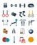 Weightlifting flat vector icons set