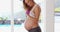 Weightlifting, health and fitness with pregnant woman and dumbbells for training, workout and wellness. Exercise, strong