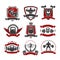 Weightlifting, powerlifting gym sport club icons