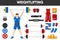 Weightlifting sport gym equipment weightlifter man garment accessory vector icons set