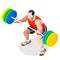 Weightlifting Summer Games Icon Set.3D Isometric Weightlifter Athlete.Olympics Sporting Championship International Competition