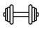 Weights symbol icon - black realistic dumbbell outline, isolated - vector