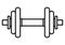 Weights symbol icon - black realistic dumbbell outline, isolated - vector