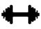 Weights symbol icon - black realistic dumbbell silhouette, isolated - vector