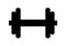 Weights symbol icon - black realistic dumbbell silhouette, isolated - vector
