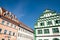 Weimar, Germany. March 30, 2019. The Market Square in the city center of Weimar. Beautiful architecture, details