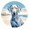 Weimaraner At Bondi Beach: Pop-inspired Art With Tonalism Style