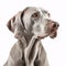 Weimaraner breed dog isolated on a clean white background