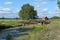 Weir and House on Havel river canal in Brandenburg Germany