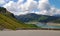 Weir and lake of Roselend, french Alps