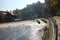 Weir on Vltava river in ÄŒeskÃ½ Krumlov