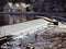 Weir on Vtlava River, Kayakers and Rafters, Cesky Krumlov, Czech Republic