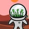 Weird astronaut microgreens in helmet vector graphics