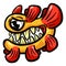 Weird Fish Deep Sea Creature with Big Teeth Cartoon Character in Vector Illustration
