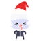 weird flat color illustration of a alien wearing santa hat