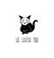 Weird funny cat print design ink drawing black