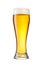 Weizen glass of fresh yellow beer with cap of foam isolated on white background