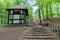 Wejherowo, Pomorskie / Poland - May, 23, 2019: Historic buildings in a park near Wejherowo. Kalwaria Wejherowska - a historic