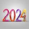Welcome 2024: Multicolored 3D Numbers Illuminate New Year\\\'s Eve in a Vibrant Firework Spectacle