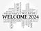 WELCOME 2024 word cloud in different languages, conceptual background