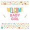 Welcome baby girl shower card. Arrival card. Cute postcard. Announcement card