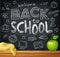 Welcome back to school, 1st September, Knowledge Day. Background on black chalkboard