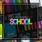 Welcome back to school background with colorful typography and an arrangement of realistic study supplies.