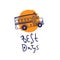 Welcome back to school with bus illustration. Best days concept logo