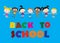 Welcome Back to school concept with childrens, chalkboard and Co