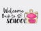 Welcome back to school doodle clip art greeting card.