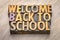 Welcome back to school word abstract in vintage wood type