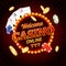 Welcome Casino Concept Light Bulbs Vintage Neon Frame. Vector