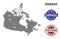 Welcome Composition of Halftone Map of Canada and Distress Seals