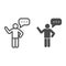 Welcome dialog line and solid icon. Greeting popup and man, person with talk bubble symbol, outline style pictogram on
